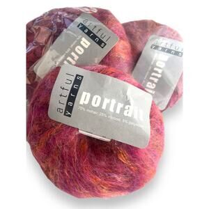3 Skeins Artful PORTRAIT Mohair Fuzzy Yarn 🧶 114 Fazio's Mistress Pink